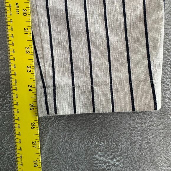 Peserico Pants Women EU38 Ivory Brown Pinstriped Cotton Trouser Leg High Rise - Picture 11 of 16